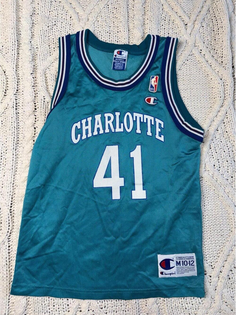 Vintage Charlotte Hornets Basketball-NBA Glen Rice #41 Champion Jersey Youth Med